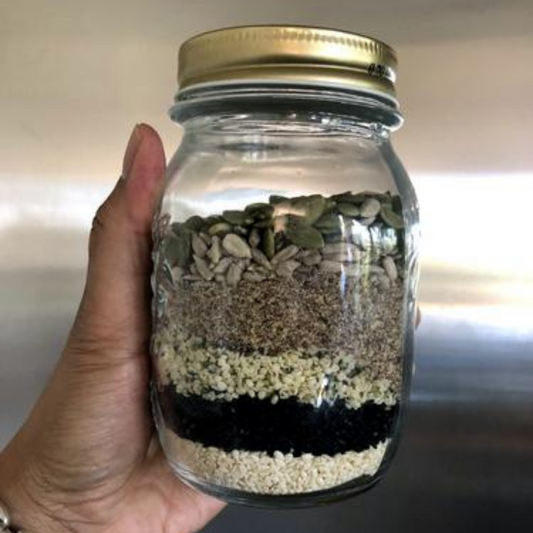 Essential fatty acids nutritious healthy seed mix, chia, hemp, sesame, sunflower, pumpkin healthy vegan fats